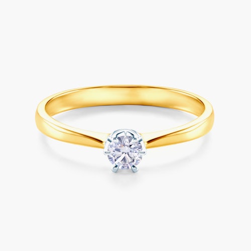 Pierścionek zaręczynowy SAVICKI: dwukolorowe złoto, biały szafir